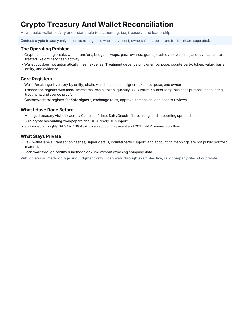 Crypto treasury reconciliation preview