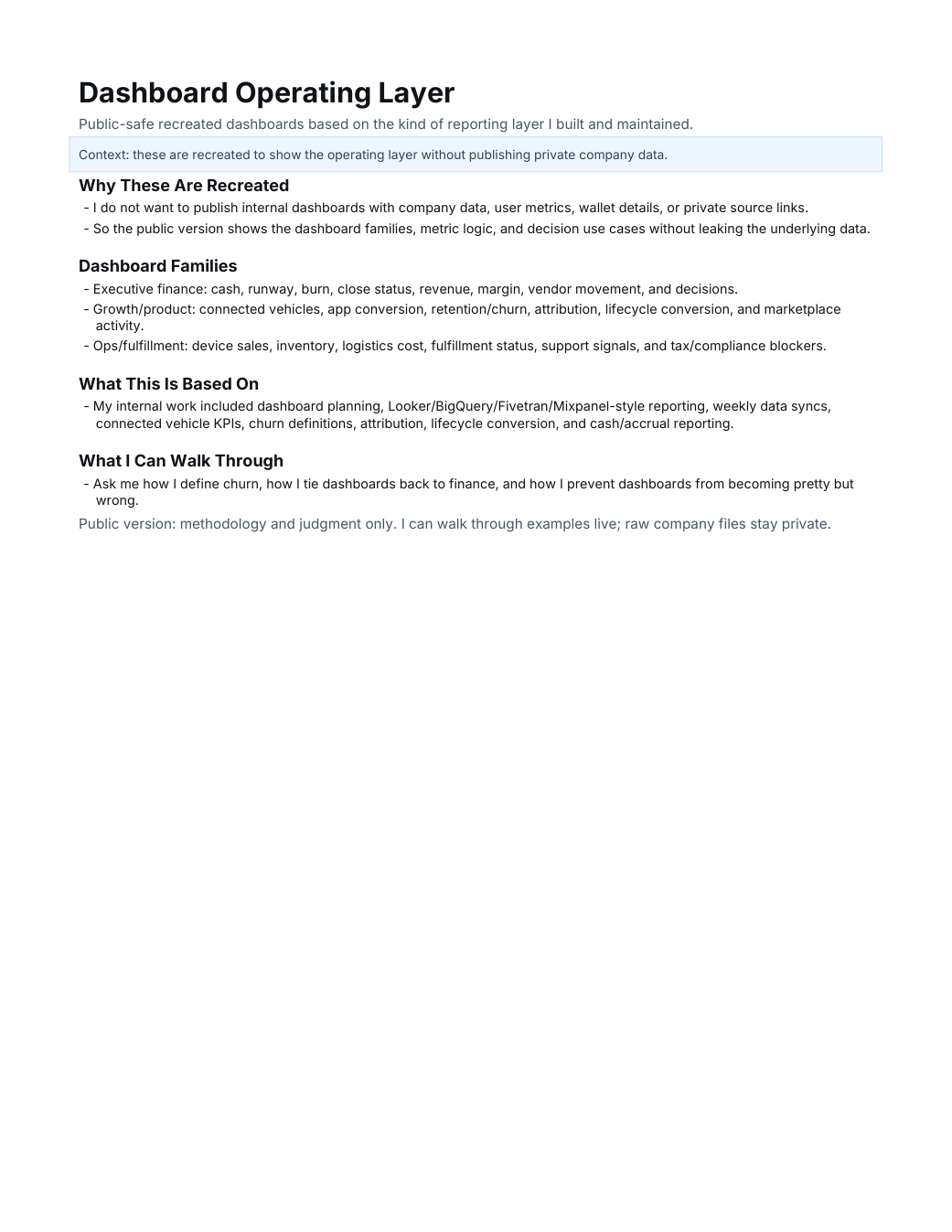 Dashboard operating layer preview