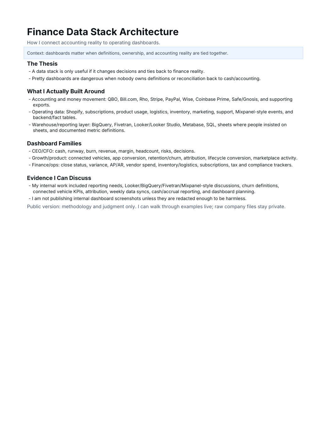 Finance data stack preview