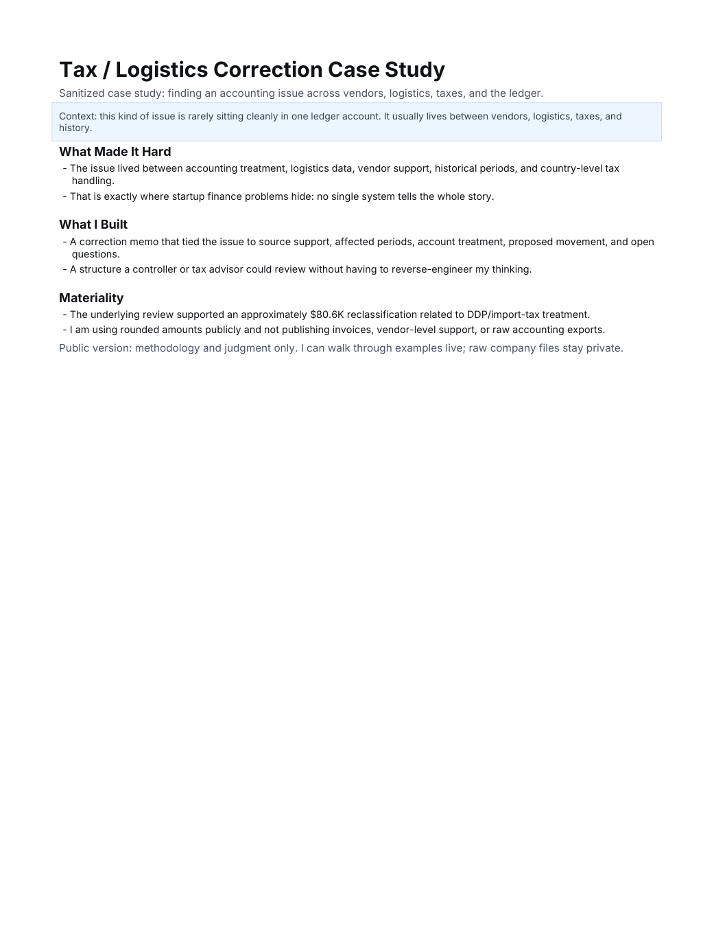 Tax logistics correction case study preview